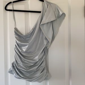 BCBG Generation One shoulder Top silver-blue LG